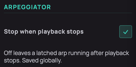 The Arpeggiator settings